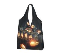 VOSERY Creative Casino Sacs d'épicerie réutilisables Sacs à provisions Sac fourre-tout pliable avec poignées, noir, 2 PCS
