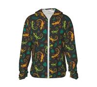 VOSERY Cute Lizard No.20069 Veste à capuche légère à manches longues avec fermeture éclair pour femme et homme, Noir/blanc, XL