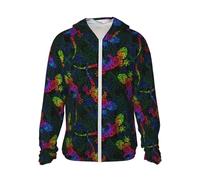 VOSERY Cute Lizard No.20144 Veste à capuche légère à manches longues avec fermeture éclair pour femme et homme, noir, XX-Large