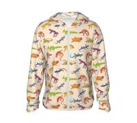 VOSERY Cute Lizard No.20178 Veste à capuche légère à manches longues avec fermeture éclair pour femme et homme, Noir/blanc, S