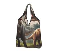 VOSERY Forest Park Sacs d'épicerie réutilisables avec poignées Motif dinosaure, noir, 3 PCS