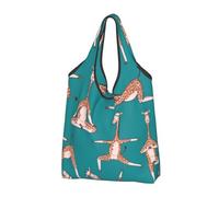VOSERY Girafes Doing Various Yoga Sacs d'épicerie réutilisables Sacs à provisions Sac fourre-tout pliable avec poignées, noir, 1 PC