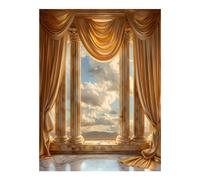 VOSERY Golden Drapes Kit de peinture diamant piliers nuages pour adultes, kit d'art diamant pour débutants, kit d'art diamant rond 5D, décoration d'intérieur, 30,5 x 40,6 cm, sans cadre