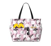 VOSERY Grand sac de plage imperméable et résistant au sable - Ananas Flamingo mignon sac fourre-tout de plage pour femme avec fermeture éclair