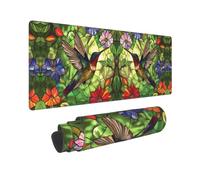 VOSERY Grand tapis de souris de jeu, art colibri, surface en polyester imperméable, base en caoutchouc antidérapant, 30,5 x 80,9 cm