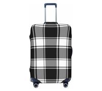 VOSERY Housse de bagage de voyage - Buffalo Check Plaid blanc noir lavable Housse de protection pour valise de 45,7 à 81,3 cm, noir, Large