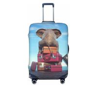 VOSERY Housse de bagage de voyage - Éléphant assis sur une pile de bagages, housse de protection lavable pour bagages de 45,7 à 81,3 cm, Noir/blanc, Medium