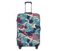 VOSERY Housse de bagage de voyage - Fish In The Wave Housse de protection lavable pour valise de 45,7 à 81,3 cm, noir, Small