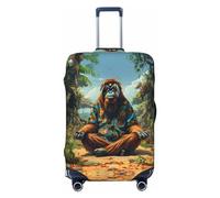 VOSERY Housse de bagage de voyage - Forest Meditating Gorilla Housse lavable pour valise de 45,7 à 81,3 cm, Noir/blanc, Large