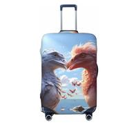 VOSERY Housse de bagage de voyage - Housse de protection lavable pour valises de 45,7 à 81,3 cm - Motif couple d'oiseaux rouge et blanc, noir, Large