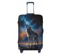 VOSERY Housse de bagage de voyage - Lonely Night Sky Wolf Housse de protection lavable pour valise de 45,7 à 81,3 cm, noir, X-Large