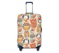 VOSERY Housse de bagage de voyage - Motif hiboux colorés - Lavable - Convient aux bagages de 45,7 à 81,3 cm, Noir/blanc, Medium