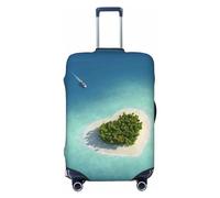 VOSERY Housse de bagage de voyage - Paradise Island en forme de cœur lavable pour valises de 45,7 à 81,3 cm, Noir/blanc, X-Large