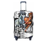 VOSERY Housse de bagage de voyage - Quatre chevaux qui courent - Housse de protection lavable pour valises de 45,7 à 81,3 cm, Noir/blanc, Large
