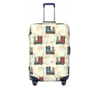 VOSERY Housse de bagage de voyage - Rétro Steampunk Véhicule Lavable Housse de protection pour valise de 45,7 à 81,3 cm, Noir/blanc, Large