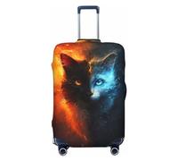 VOSERY Housse de bagage de voyage - Rouge et bleu Fire Cat Housse de protection lavable pour valise de 45,7 à 81,3 cm, Noir/blanc, Large