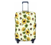 VOSERY Housse de bagage de voyage - Tournesols papillon jaune à carreaux housse lavable pour valise de 45,7 à 81,3 cm, noir, X-Large