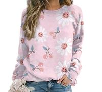 VOSERY Joli sweat-shirt marguerite rose pour femme, col rond, tenue tendance automne-hiver pour femmes 2024, Style 8, X-Large