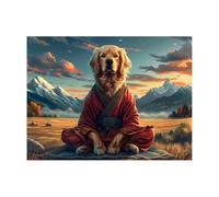 VOSERY Kit de peinture diamant Golden Retriever méditant pour adultes, kit d'art diamant pour débutants, kit d'art diamant rond 5D, décoration d'intérieur, 40,6 x 30,5 cm, sans cadre