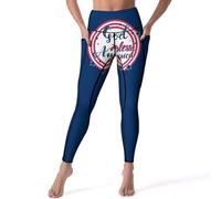 VOSERY Legging taille haute pour femme, pantalon de yoga doux avec poches God Bless America Patriotic Star, Noir/blanc, XXL