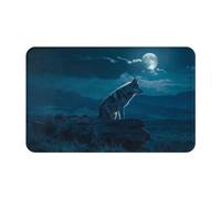 VOSERY Lonely Tapis de salle de bain doux, absorbant, antidérapant, lavable en machine, motif loup nocturne, 76,2 x 50,8 cm