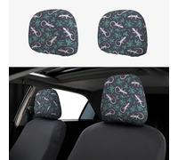 VOSERY Lot de 2 housses d'appui-tête pour voitures, accessoires de voiture pour homme et femme, motif feuilles de lézard de gecko, décoration de voiture, accessoires d'intérieur esthétiques