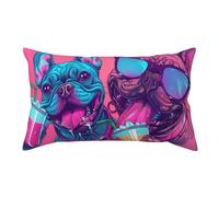 VOSERY Lot de 2 taies d'oreiller en microfibre avec fermeture éclair, infroissable et anti-taches pour très grand lit, 50,8 x 91,4 cm, motif bouledogue français cool n°102