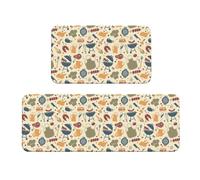 Vosery Lot de 2 tapis de cuisine élégants et anti-fatigue pour le sol de la cuisine, barbecue et gril, tapis de cuisine antidérapants et lavables pour chambre à coucher, salle de bain, décoration de