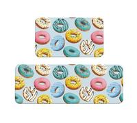 Vosery Lot de 2 tapis de cuisine élégants et anti-fatigue pour sol de cuisine, motif macarons et beignets, antidérapants et lavables pour chambre à coucher, salle de bain, décoration d'intérieur et de