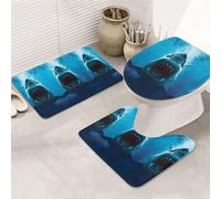 VOSERY Lot de 3 tapis de salle de bain 80 x 50,8 cm - Tapis de salle de bain à bouche ouverte - Joli tapis de salle de bain avec couvercle de toilette pour salle de bain et toilettes