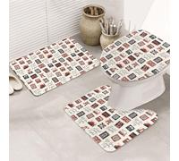VOSERY Lot de 3 tapis de salle de bain 80 x 50,8 cm - Tapis de salle de bain imprimé Angleterre - Joli tapis de salle de bain et couvercle de toilette pour salle de bain et toilettes