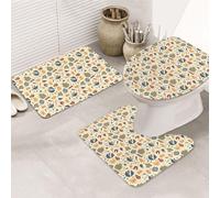 VOSERY Lot de 3 tapis de salle de bain - Tapis de salle de bain absorbant antidérapant et lavable en forme de U pour barbecue et grill