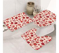 VOSERY Lot de 3 tapis de salle de bain - Tapis de salle de bain absorbant et antidérapant en forme de U lavable en forme de ketchup de tomate