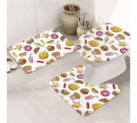 VOSERY Lot de 3 tapis de salle de bain - Tapis de salle de bain absorbant et antidérapant en forme de U lavable en forme de ketchup, décoration de salle de bain