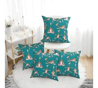 VOSERY Lot de 4 housses de coussin décoratives douces pour canapé, lit, salon, ferme, motif girafes Doing Various Yoga, 40,6 x 40,6 cm