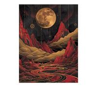 VOSERY Lunar Mountains Golden Rivers Kit de peinture diamant pour adultes, kit d'art diamant pour débutants, kit d'art diamant 5D rond complet, décoration d'intérieur, 30,5 x 40,6 cm, sans cadre