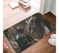 VOSERY Paillasson d'entrée intérieur et extérieur - Chevalier médiéval et dragon facile à nettoyer, 40,6 x 61 cm, paillasson toutes saisons, tapis d'entrée extérieure, de patio