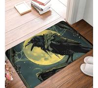 VOSERY Paillasson d'entrée intérieur et extérieur - Motif corbeau ciel lunaire facile à nettoyer, 40,6 x 61 cm, paillasson toutes saisons, tapis d'entrée extérieure, de patio