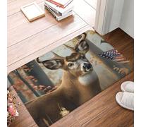 VOSERY Paillasson d'entrée intérieur et extérieur - Motif forêt de cerfs sauvages américains, facile à nettoyer, 40,6 x 61 cm, paillasson toutes saisons pour entrée extérieure, patio
