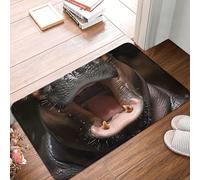 VOSERY Paillasson d'entrée intérieur et extérieur - Paillasson amusant pour bébé hippopotame facile à nettoyer, 40,6 x 61 cm, paillasson toutes saisons, tapis d'entrée extérieur