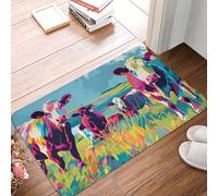 VOSERY Paillasson d'entrée intérieur et extérieur - Pop Art Vaches colorées facile à nettoyer, 40,6 x 61 cm, paillasson toutes saisons pour entrée extérieure, patio