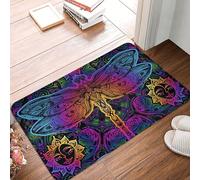 VOSERY Paillasson intérieur et extérieur - Mandalas indiens et libellule facile à nettoyer, 40,6 x 61 cm, paillasson toutes saisons, tapis d'entrée extérieur