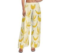VOSERY Palazzo Pantalon pour femme - Cute Banana No.1080 confortable et décontracté pour femme, pantalon ample, noir, Taille XL