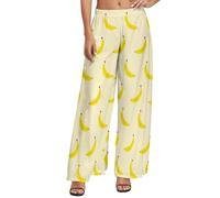 VOSERY Palazzo Pantalon pour femme - Cute Banana No.1102 confortable et décontracté pour femme, pantalon ample, Noir/blanc, L