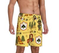 VOSERY Pantalon de pyjama pour homme - Forest Guard, Car TentTrees Short de nuit confortable pour homme, short de détente pour homme, Noir/blanc, XXL