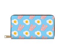 VOSERY Portefeuille en cuir pour femme, portefeuille à deux volets, portefeuille multi-cartes, imprimé bacon bleu, porte-monnaie long