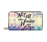 VOSERY Portefeuille en cuir pour femme, portefeuille à deux volets, portefeuille multi-cartes, portefeuille pour femme avec inscription « Not All Those Who Wander Are Lost »