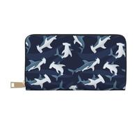 VOSERY Portefeuille en cuir pour femme, portefeuille à deux volets, portefeuille pour femmes, motif dessin animé, mignon requin marteau, portefeuille pour femmes, long sac à main