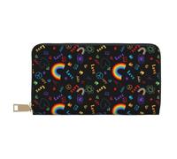 VOSERY Portefeuille en cuir pour femmes, portefeuille à deux volets, portefeuille multi-cartes, portefeuille long pour femme Cartoon Pride LGBT