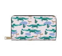 VOSERY Portefeuille Femme Cuir Bifold Multi Card Wallet, Cartoon Crocodile Femmes Portefeuilles Long Portefeuille